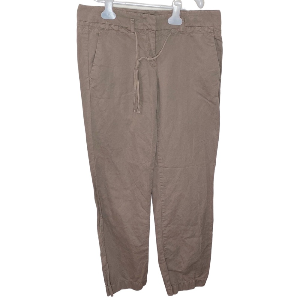 J Crew khaki cotton linen blend drawstring pants size 4